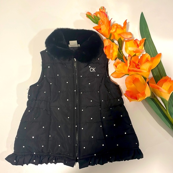 Black & White Polka Dot Calvin Klein 12 Month Puffer Vest - Picture 1 of 2